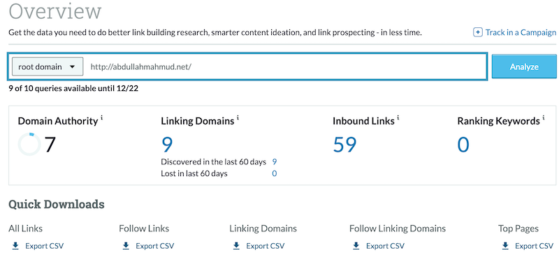 2.1. Check the Website Authority - Moz